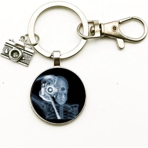 New Vintage Cute Camera Pendant Keychain Dome Glass Jewelry X-ray Film Keyring Nurse Doctor Gift Bag Charm Men Women Souvenir