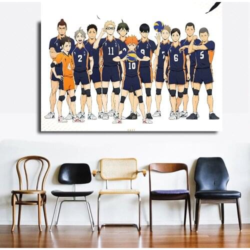 Japanese Style Anime Poster Canvas Painting Haikyuu Cartoon Wall Art Canvas Painting for Living Room Cuadros