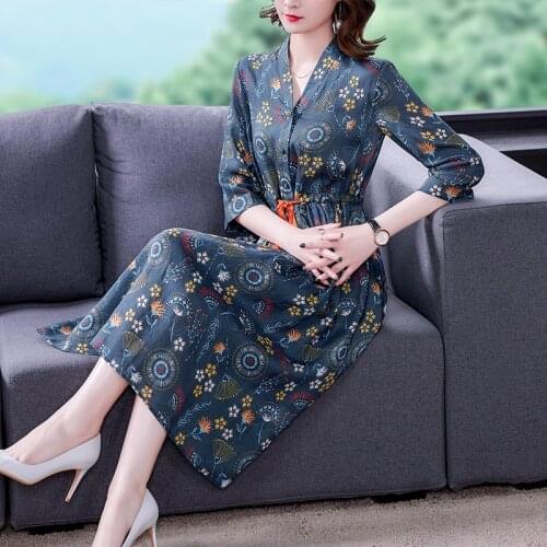 2021 Blue Flroal Cotton Linen Midi Dress Spring Autumn Vintage 3XL Plus Size Casual Dresses Women Elegant Bodycon Party Vestidos