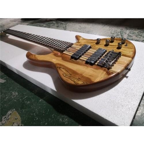 Custom 6 string electric guitar bass ,ASH body,burl maple veneer,HH pickups,black button,neck through body,6 strings bass