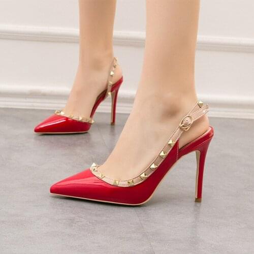 Ladies Summer High Heels Stiletto Buckle Strap Gladiator Sandals Peep Toe Shoes Women Party Rivet Zapatos Mujer Sandalia