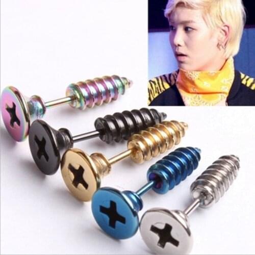 1Pcs Men&Women Stud Earring Stainless Steel Body Piercing Fashion Whole Screw Stud Earrings Punk Rock Jewelry
