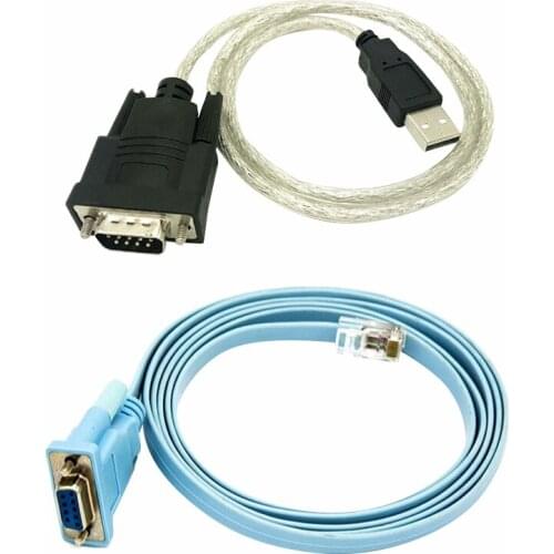 RJ45 Network Cable Serial Cable Rj45 to DB9 and RS232 to USB (2 in 1) CAT5 Ethernet Adapter LAN Console Cable
