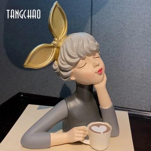 TANGCHAO Nordic Bubble Girl Decoration Modern Resin Statue Home Decor Office Sculpture Home Livingroom Decor Gift For Girlfriend
