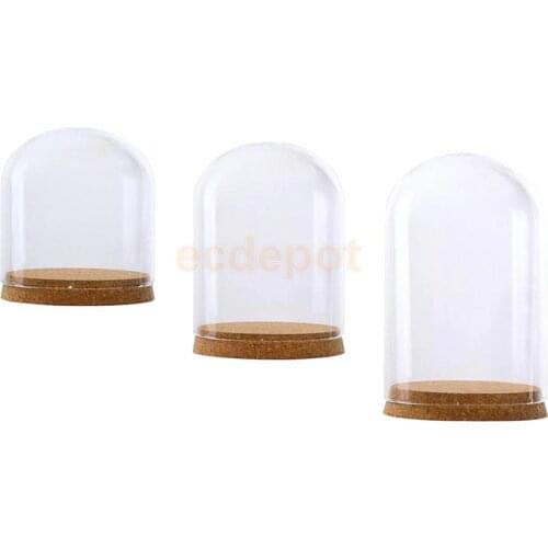 Glass Dome Cover Cloche Jar Succulent Terrariums Doll House Container with Wooden Cork