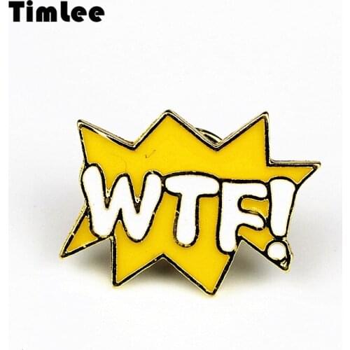 Timlee X223 Cartoon The letter WTF Cute Metal Brooch Pins Gift Wholesale