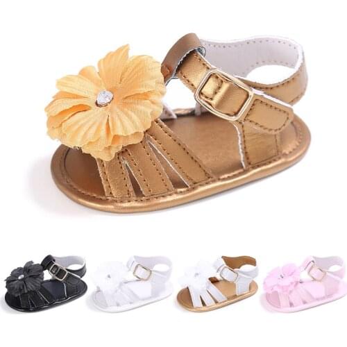 Fashion cute girl princess flower artificial PU leather baby button first Walkers Baby Shoes soft bottom non-slip baby shoe