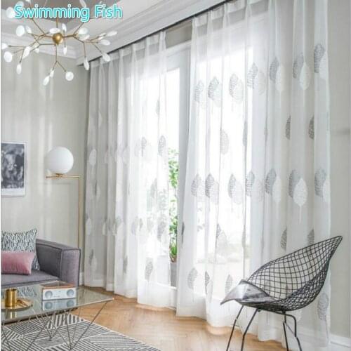 Embroidery Tulle Window Sheer Curtains for Living Room Bedroom Curtains for Kitchen Tulle for Window Drapes For Hotel Office
