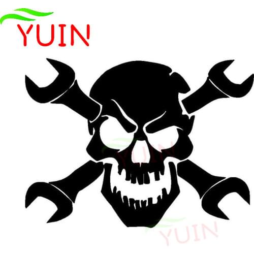 Funny Skull Mechanic Wrench Fashion Styling Car Sticker Auto Accessories PVC Window Bumper Cover Scratch Waterproof Decal