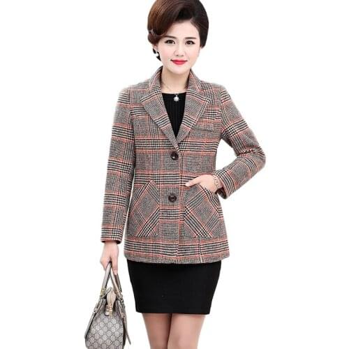 New Spring Blazer Middle-aged Women Plaid Outerwear Single-breasted Plus Size Casual Suits Jackets Womens Work Clothes 5XL