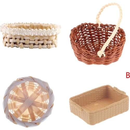 1:12 Mini Bottle Bread Basket Simulation Furniture Model Toys For 1/12 Dollhouse Miniature Accessories