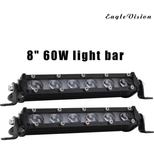 1Pc 60W Small Single-row LED Work Lights Off-road Vehicle Headlights Convex Lens Work Lights Front Bumper Lights In The Grid