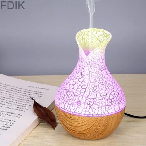 130ml wood Grain Electric Air Humidifier Ultrasonic Essential Oil Diffuser Aroma Treatment 7 Color LED Night Light Office Home