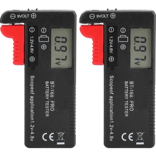 2Pcs Digital Battery Capacity Checkered Tester Voltage Checker Battery Testing Tool