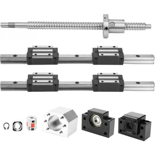 2Pcs HGR15-300mm Linear Guide Rail & 1pc RM1605-300mm Ballscrew & BF12/BK12 linear guide cnc parts Kit
