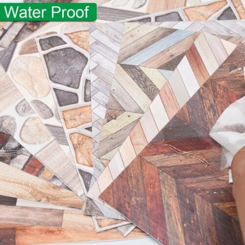 20pcs Imitation Wood Grain 3D Tile Floor Wall Stickers DIY Self Adhesive Kitchen Bathroom Home Decoration