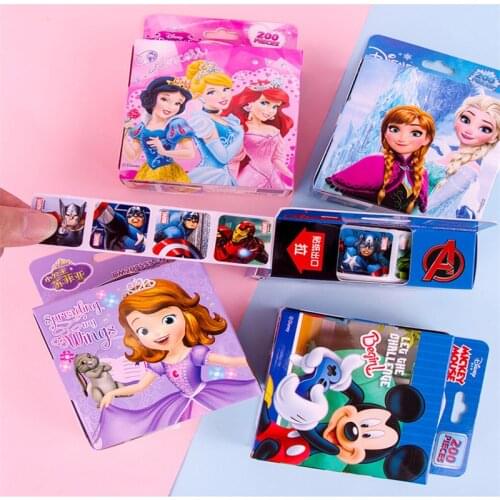 200pcs/box Disney Cartoon Stickers Disney Frozen Elsa and Anna Princess Sofia Mickey Children Removable Stickers Toys For Kids