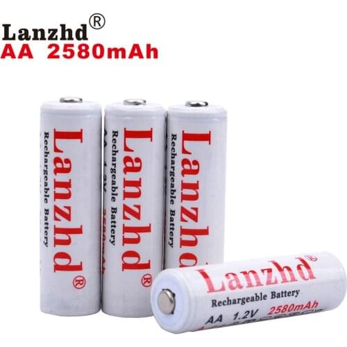 4PCS NI MH AA 1.2V rechargeable batteries AA 1.2 V battery AA 2580mAh 1.2V NI-MH For flashlight toy preheated batteries AA