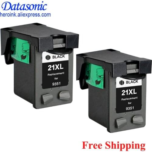 Dat 2pcs 21 Black Ink Cartridge For HP21 21xl Deskjet F380 F2180 F2280 F4180 F4100 F2100 F2200 F300 D1500 D2300 Printer