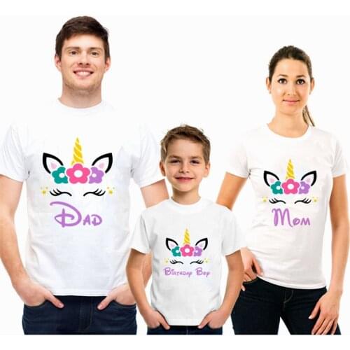 Unicorn T-shirt Family Matching Clothes Mommy and Me Clothes Short Sleeve Shirt Mouse Matching Outfits T-shirt Boys Clothes