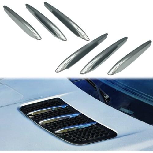 Chrome Hood Vent Grill Fin Trims For Mercedes Benz AMG R172 SLK SLC 2011 Car Exterior Engine Outlet Bonnet Cover Decor Strip