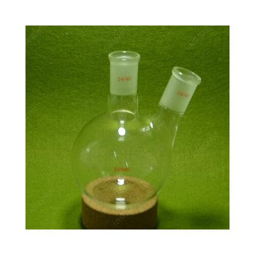 Round Bottom Flask,500ML,2 Neck,24/40,Two Neck,lab Flask 24/40
