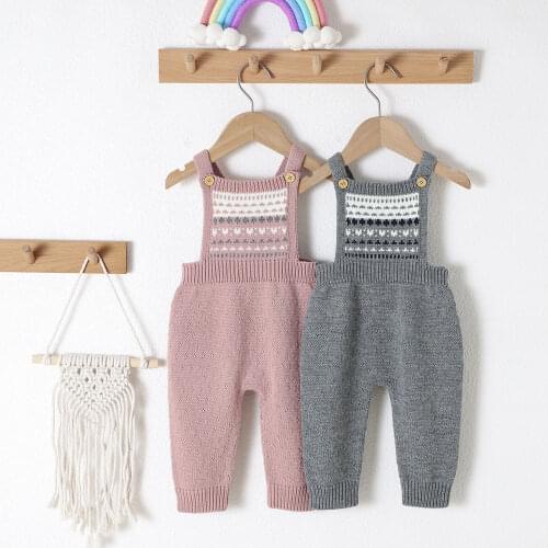 Newborn Baby Autumn Winter Knitted Jumpsuit Cute Square Neck Sleeveless Button Sweater Romper for Toddler Girls Boys