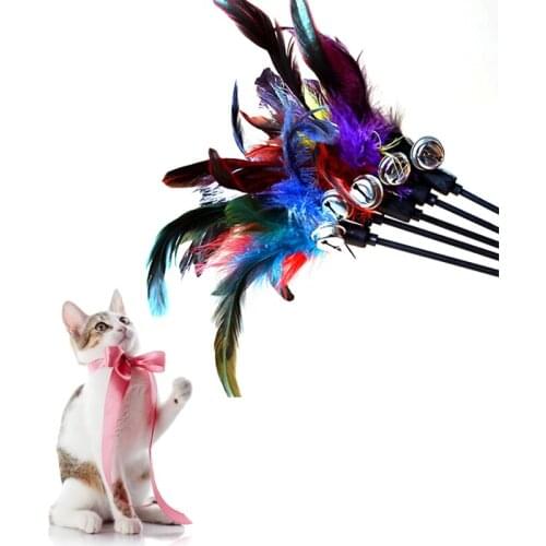 Cat False Mouse Colorful Plush Funny Sucker Elastic Interactive Toy Spring Pet Toy Feather For Cat Playing Pet Toys Training