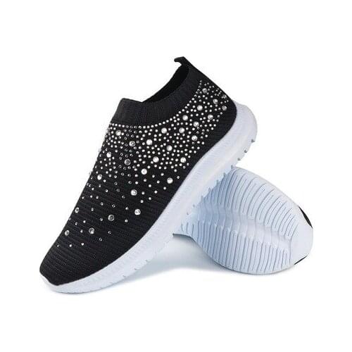 Large Womens Shoes Breathable Laces Drill Fly Woven Mesh Casual Single Sneakers Shoes
