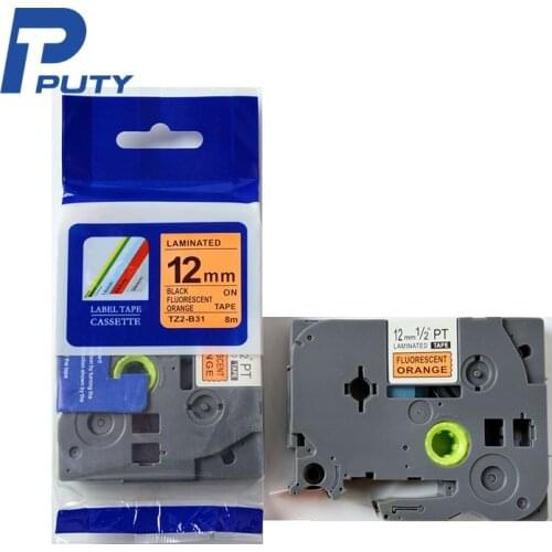 Multi colors Adhesive label Tze-C31 Tz-B31 Eye-catching Fluorescent Tape for Brother printer TZE-B21 TZE-D21 laminated tze tape