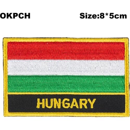 Hungary Flag patcheswork fabric embroidery patch in Patches iorn patches for clothing flower PT0194-R