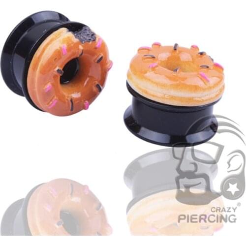 New Product Acrylic Hamburger Design Screw Ear Plug Tunnel Jewelry Body Piercing Jewelry Extensions 6-25mm Choose