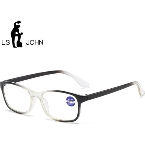 LS JOHN New TR90 Ultralight Anti Blue Light Reading Glasses Men Women Square Presbyopia Eyewear+1.0+1.5+2.0+2.5+3.0+3.5+4.0