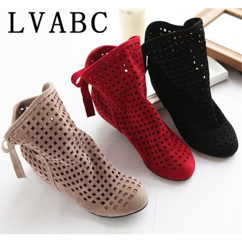Hollow summer boots bootie 2019 with the new shoes lace openwork crochet boots Plus size 34-43 hollow fashion women boots