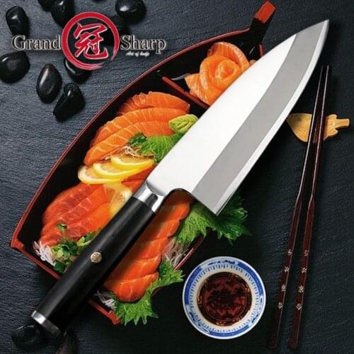 Professional Japanese Deba Fish Head Knife Salmon Knife Sashimi Sushi Chef Kitchen Cooking Knives 5Cr15mov Stainless Steel