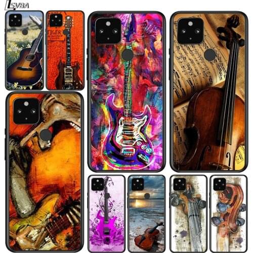 Guitar Music Lines Shockproof Cover for Google Pixel 5 5A 4 4A XL 5G Black Phone Case Shell Soft Fundas Coque Capa
