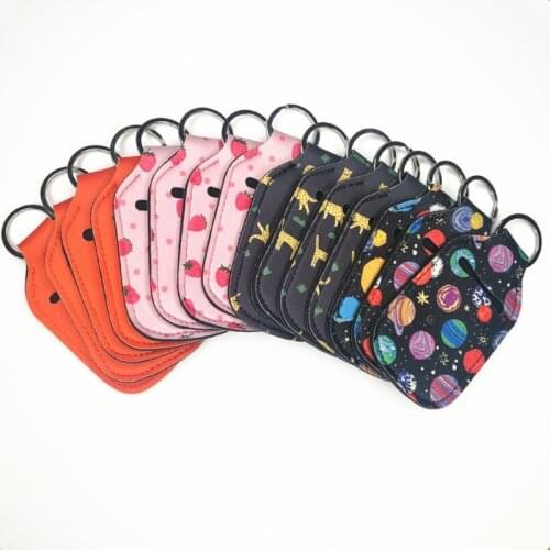 Empty Travel Bottle Hand Sanitizer Bottle Holder Refillable 30ML Liquid Reusable Flip Cap Bottles with Keychain Carriers