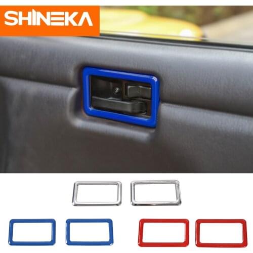 SHINEKA 2 Pcs ABS Car Interior Door Handle Bowl Cover Trim Decoration Frame Stickers For Jeep Wrangler TJ 1997-2006 Accessories