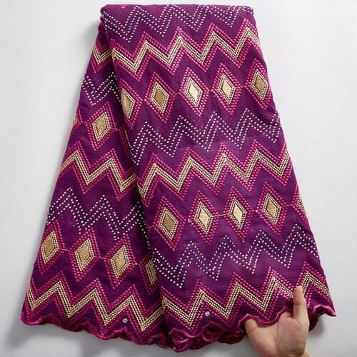 SJD LACE Purpel Swiss Cotton Voile Lace 2021 New African Cotton Fabric Sewing Embroidery For Dresses Wedding Women Party A 2487