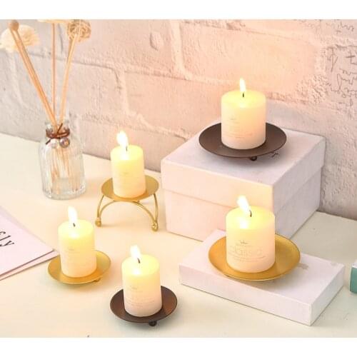 Iron Candle Plated Candlestick Pillar Metal Plate Wedding Decor Portavelas Home Decoration Candle Holders Art Gift Candelabra