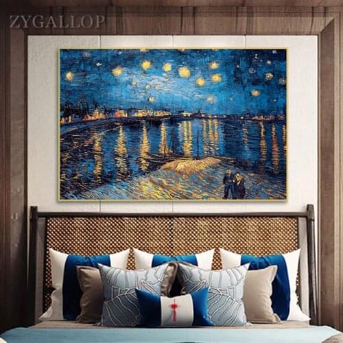 Van Gogh Starry Night Abstract Canvas Painting Landscape Picture Print Poster Classic Wall Art Living Room Decorative Pictures
