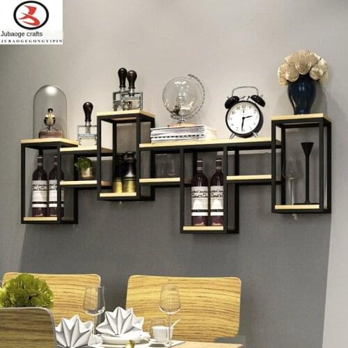 Wrought iron wine rack/wall-mounted living room wall shelf/creative restaurant wine cabinet wine glass rack
