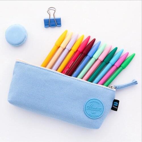 High Quality Macarons School Pencil Case for Boys and Girls Cute Canvas Large Capacity Pen Bag Kids Gift Stationery Supplies