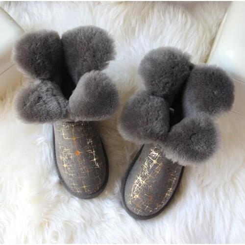 Women Snow Boots Female Ankle Boots Warmer Wool Natural Fur Genuine Sheepskin Leather Winter Boots 2019 Fashion Ladies Shoes
