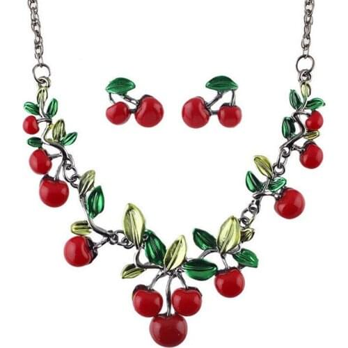 Ahmed Jewelry Fashion Beautiful cherry Maxi Necklace With EarringsFor Woman 2015 New Jewelry Set Woman 2015 New N129