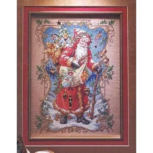 Gold Collection Lovely Counted Cross Stitch Kit Santa Claus giving gifts Christmas Snowy night Free Shipping