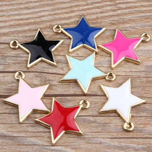 10pcs/lot Fashion Star Shape Lover Oil Drop Charms Alloy Charm Pendants Metal Enamel Charms For DIY Jewelry Making