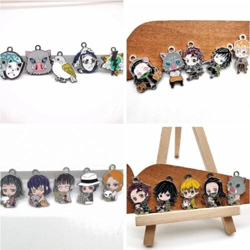 New 30 Pcs Anime Kimetsu no Yaiba Mixed Charm Pendants DIY Jewelry Making A39