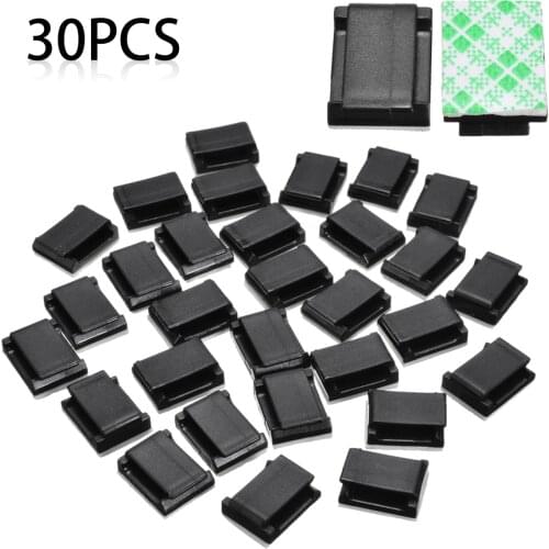 30Pcs Wire Tie Cable Clamp Clips Holder Self Adhesive Plastic Cable Holder Rectangle Mount Clamp Tie Cord Holder