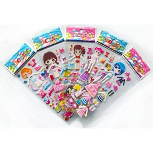 3D 100pcs Sticker Kids Cartoon Stickers Mixed School Teacher Reward Children Early Learning Toys for Kids Random